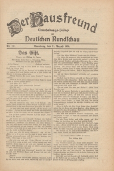 Der Hausfreund : Unterhaltungs-Beilage zur Deutschen Rundschau. 1930, Nr. 191 (21 August)