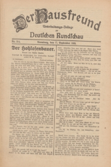 Der Hausfreund : Unterhaltungs-Beilage zur Deutschen Rundschau. 1930, Nr. 214 (17 September)