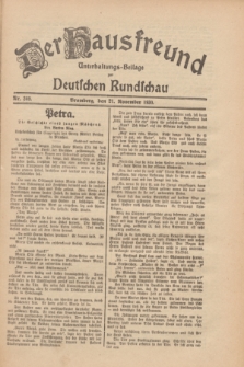 Der Hausfreund : Unterhaltungs-Beilage zur Deutschen Rundschau. 1930, Nr. 269 (21 November)