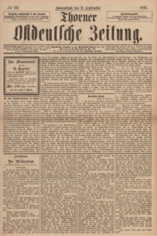 Thorner Ostdeutsche Zeitung. 1895, № 222 (21 September)