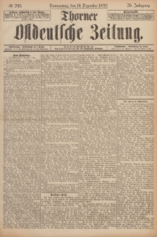 Thorner Ostdeutsche Zeitung. Jg.26, № 293 (14 Dezember 1899) + dod.