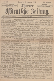 Thorner Ostdeutsche Zeitung. Jg.29, № 220 (19 September 1902) + dod. + wkładka