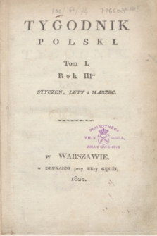 Tygodnik Polski. R.3, T.1 (styczeń-marzec 1820) + dod.