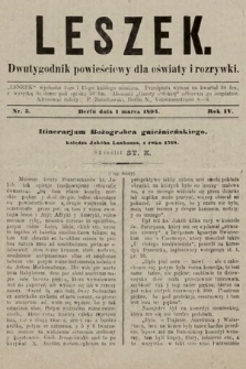 Leszek : dodatek powieściowy dla oświaty i rozrywki. 1894, nr 5