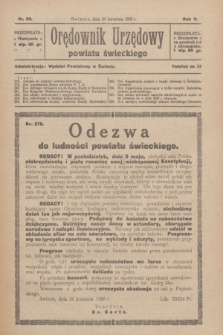 Orędownik Urzędowy Powiatu Świeckiego. R.5, nr 30 (29 kwietnia1926)