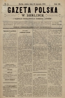 Gazeta Polska w Berlinie. 1892, nr 6