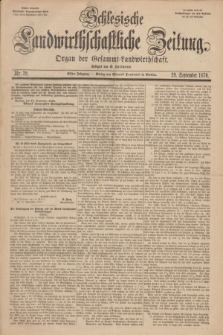 Schlesische Landwirthschaftliche Zeitung : Organ der Gesammt Landwirthschaft. Jg.11, Nr. 39 (29 September 1870) + dod.