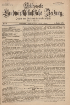 Schlesische Landwirthschaftliche Zeitung : Organ der Gesammt Landwirthschaft. Jg.11, Nr. 40 (6 October 1870) + dod.