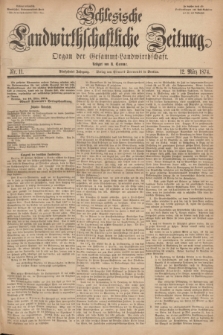 Schlesische Landwirthschaftliche Zeitung : Organ der Gesammt Landwirthschaft. Jg.15, Nr 11 (12 März 1874) + dod.