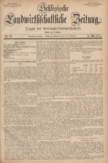 Schlesische Landwirthschaftliche Zeitung : Organ der Gesammt Landwirthschaft. Jg.15, Nr. 20 (14 Mai 1874) + dod.
