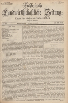 Schlesische Landwirthschaftliche Zeitung : Organ der Gesammt Landwirthschaft. Jg.15, Nr. 29 (16 Juli 1874) + dod.