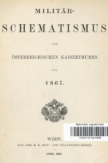 Militär-Schematismus des Österreichischen Kaiserthumes für 1867