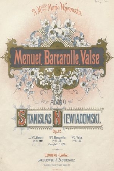 Menuet, Barcarolle, Valse : pour piano, Op. 12. No 1, Menuet