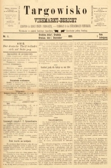 Targowisko : czasopismo dla handlu bydłem i nierogacizną = Viehmerkt-Bericht : Fachorgan für den Internationalem Viehverkehr. 1893, nr 11