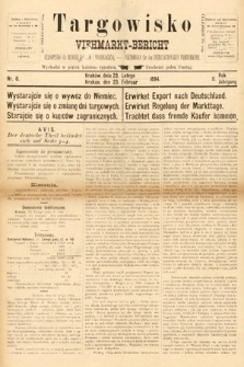 Targowisko : czasopismo dla handlu bydłem i nierogacizną = Viehmerkt-Bericht : Fachorgan für den Internationalem Viehverkehr. 1894, nr 8