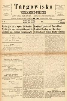 Targowisko : czasopismo dla handlu bydłem i nierogacizną = Viehmerkt-Bericht : Fachorgan für den Internationalem Viehverkehr. 1894, nr 19