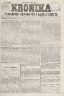 Kronika Wiadomości Krajowych i Zagranicznych. [R.2], № 208 (11 sierpnia 1857)