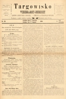 Targowisko : czasopismo dla handlu bydłem i nierogacizną = Viehmerkt-Bericht : Fachorgan für den Internationalem Viehverkehr. 1894, nr 33