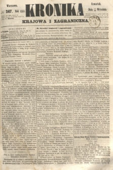Kronika Krajowa i Zagraniczna. 1860, № 247 (20 września)
