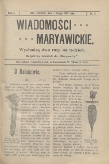 Wiadomości Maryawickie : bezpłatny dodatek do „Maryawity". R.1, nr 9 (4 lutego 1909)