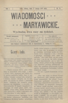 Wiadomości Maryawickie. R.1, nr 16 (27 lutego 1909)