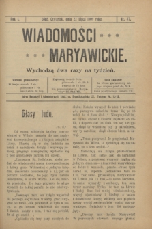 Wiadomości Maryawickie. R.1, nr 57 (22 lipca 1909)