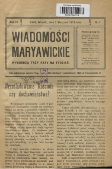 Wiadomości Maryawickie. R.4, № 1 (2 stycznia 1912)