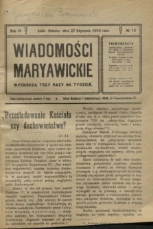 Wiadomości Maryawickie. R.4, № 12 (27 stycznia 1912)