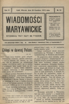 Wiadomości Maryawickie. R.4, № 52 (30 kwietnia 1912)