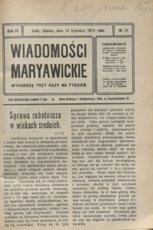 Wiadomości Maryawickie. R.4, № 72 (14 czerwca 1912)