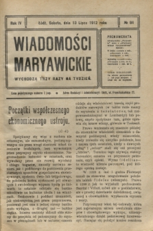 Wiadomości Maryawickie. R.4, № 84 (13 lipca 1912)