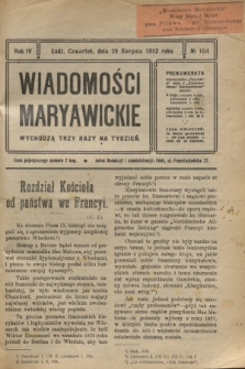 Wiadomości Maryawickie. R.4, № 104 (29 sierpnia 1912)