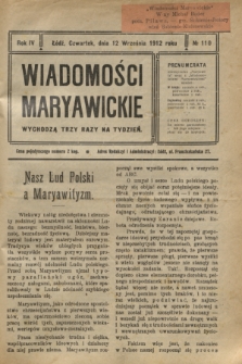 Wiadomości Maryawickie. R.4, № 110 (12 września 1912)