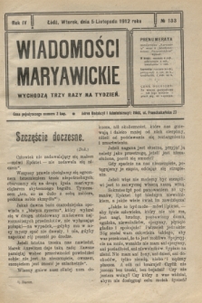 Wiadomości Maryawickie. R.4, № 133 (5 listopada 1912)