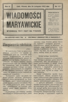 Wiadomości Maryawickie. R.4, № 142 (26 listopada 1912)