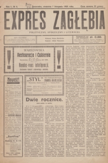 Expres Zagłębia : polityczny, społeczny i literacki. R.1, № 6 (7 listopada 1926)