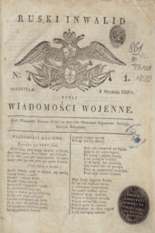 Ruski Inwalid : czyli wiadomości wojenne. 1820, № 1 (4 stycznia)
