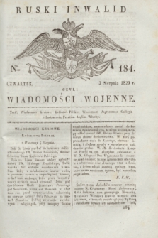 Ruski Inwalid : czyli wiadomości wojenne. 1820, № 184 (5 sierpnia)