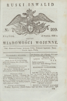 Ruski Inwalid : czyli wiadomości wojenne. 1820, № 209 (3 września)