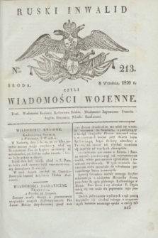 Ruski Inwalid : czyli wiadomości wojenne. 1820, № 213 (8 września)