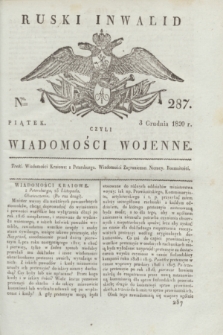 Ruski Inwalid : czyli wiadomości wojenne. 1820, № 287 (3 grudnia)