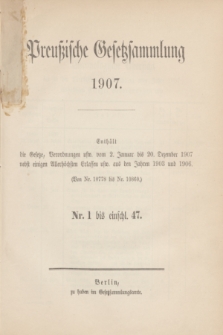 Preußische Gesetzsammlung. 1907, Spis treści