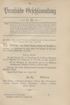 Preußische Gesetzsammlung. 1908, Nr. 31 (11 August)