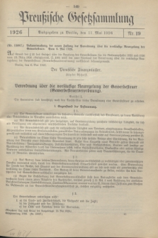 Preußische Gesetzsammlung. 1926, Nr. 19 (11 Mai)
