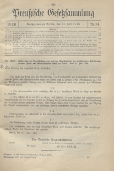 Preußische Gesetzsammlung. 1926, Nr. 34 (14 August)