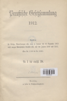 Preußische Gesetzsammlung. 1912, Spis treści