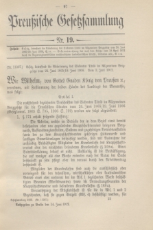 Preußische Gesetzsammlung. 1912, Nr. 19 (14 Juni)