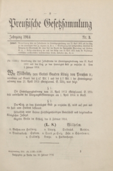 Preußische Gesetzsammlung. 1914, Nr. 3 (10 Februar)