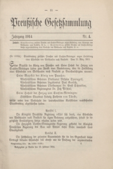 Preußische Gesetzsammlung. 1914, Nr. 4 (23 Februar)