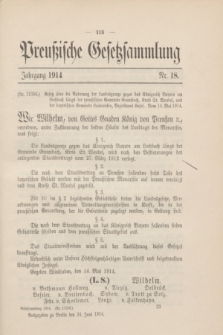 Preußische Gesetzsammlung. 1914, Nr. 18 (24 Juni)